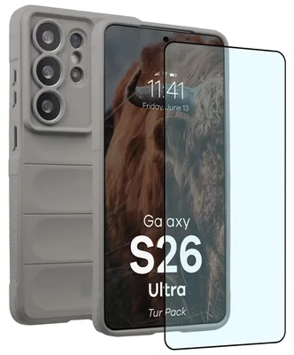 Produktbild von Robuste Handyhülle + gehärtetem Glas für Galaxy S26 Ultra, Bizon Tur Pack, Hellgrau