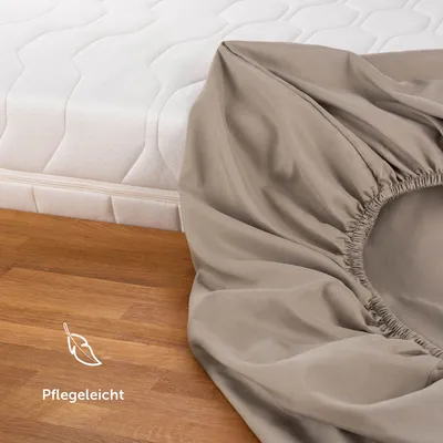 Produktbild von Blumtal Spannbettlaken 140x200 cm – Atmungsaktives Mikrofaser Bettlaken in Taupe – 140x200 cm Fitted Sheets für ein angenehmes Gefühl