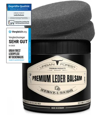 Produktbild von Leder Balsam 500ml inkl. Handschwamm Lederpflege mit Bienenwachs & Avocado-Öl für Ledersofa, für Ledercouch Germany URBAN Forest