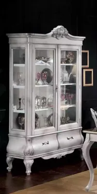 Produktbild von Holz Vitrine weiß Sideboard Design Schränke Italienische Möbel Schrank