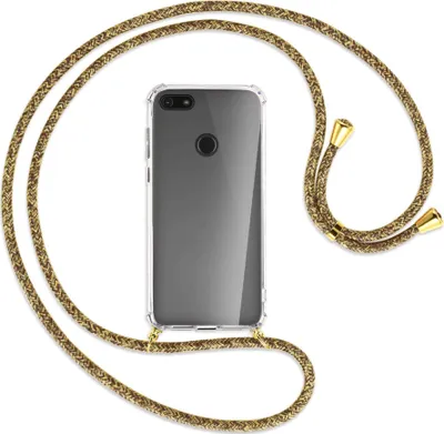 Produktbild von Handykette Backcover-Schutzhülle mit Band (Metall goldfarben) für Motorola Moto E6 Play - braun+beige