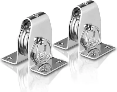 Produktbild von Sprenger Umlenkrolle Set I Stehblock aus Edelstahl, für max. 6 mm Drahtseil I Seilrolle zum Anschrauben mit Befestigungslöcher, Umlenkblock stehend, 250 kg belastbar 2St