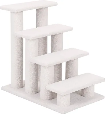 Image de COSTWAY Escalier pour chats 4 marches, Escalier pour chats et chiens jusqu'à 25kg, Petit escalier pour animaux domestiques, Escalier pour chiens Arbre de jeu, 61x41x60cm Blanc
