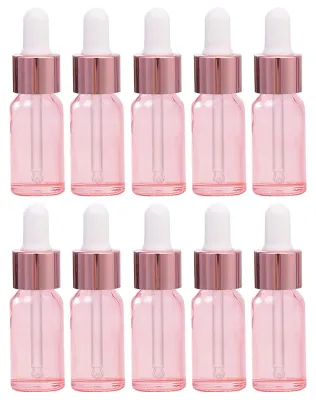10 ml Glasfläschchen mit Pipette, 10 Stück, klar, roségoldene Kappen