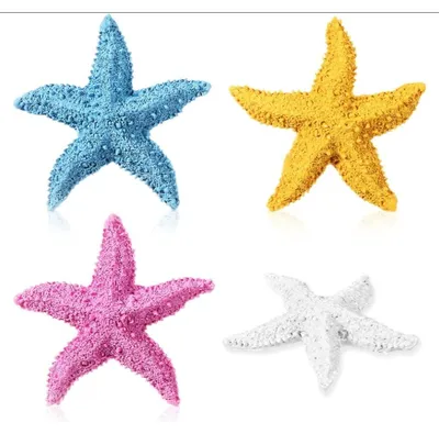 Produktbild von Kunstharz-Seestern-Aquariendekoration, mehrfarbig, künstliches Seestern-Ornament für Aquarium, Zuhause, Hochzeitstischdekoration