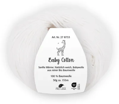Produktbild von Pro Lana BABY Baumwolle 50 g 100 % Baumwolle Babywolle speichelecht 155 m Farbe 001 - weiß
