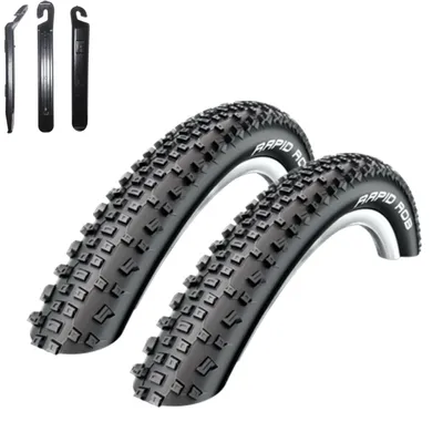 Zdjęcie produktu dla 2 opony rowerowe Schwalbe Rapid Rob, rozmiar 29 x 2,10 (54-622), kolor czarny, w zestawie łyżki do opon