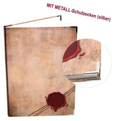 Produktbild von Vintage Notizbuch braun rot DIN A4 mit leeren SeitenMit Metallecken