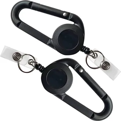 Produktbild von Uittrekbare Schlüsselanhänger - 65 cm - einziehbar - Jojo - ID-Kartenhalter - Karabinerhaken - schwarzes Schlüsselband einziehbar