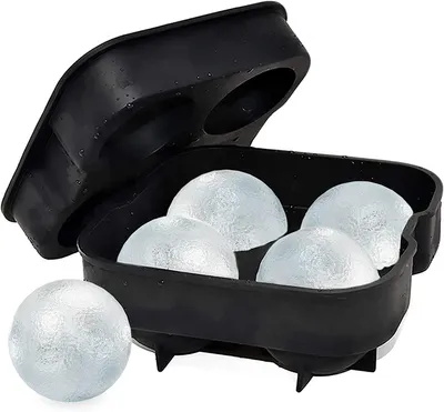 Eisballform Silikon, rund, 4 große Kugeln, für Whisky & Cocktails