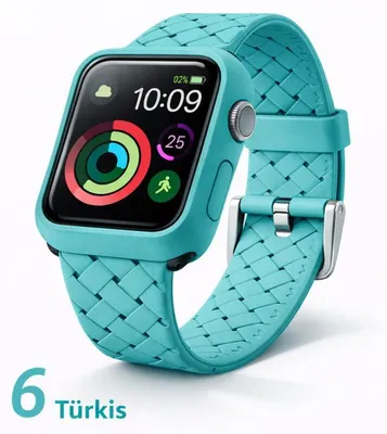 Produktbild von Apple Watch Silikon Armband + Case Bumper Hülle - Für Apple Watch 41 mm, 6# Türkis