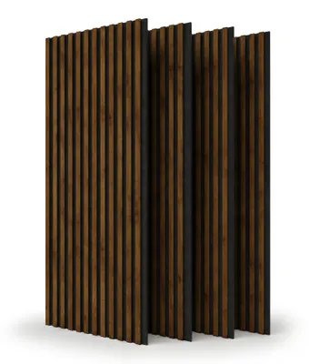 Produktbild von STEGU Linea Acoustic PROline 4er Set Akustikpaneele 120x60,5 cmPEFC Dunkelnussbaum