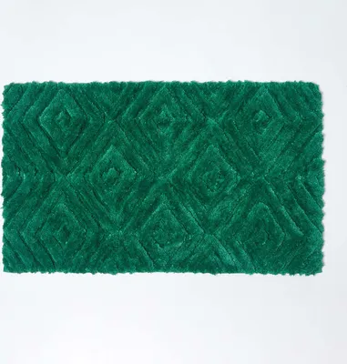 Produktbild von HOMESCAPES Ikat Rutschfeste Hochflor Badematte 100% Baumwolle, grün