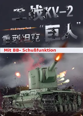 Immagine prodotto di Carro armato RC "Russian KV-2" Heng Long 1:16 con R&S, cambio in metallo (acciaio) e cingoli in metallo -2,4Ghz -V 7.0 - PRO con RRZ