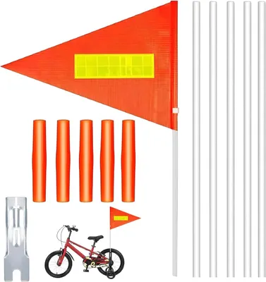 Produktbild von Fahrrad-Sicherheitsflaggen Set, 12-teilig, verstellbar, orange, für Kinderfahrräder