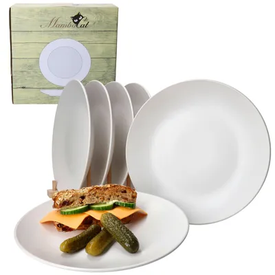Produktbild von White Biata 6er Set Speiseteller Weiß matt 6 Personen Essteller Servier-Platte