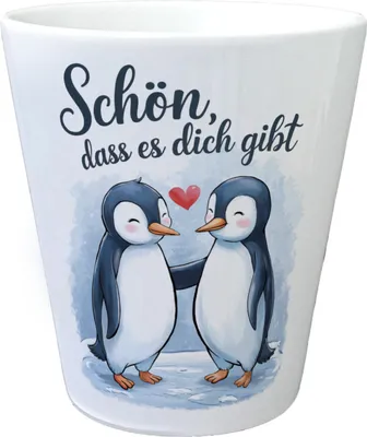 Produktbild von Pinguine mit Herz Blumentopf - Schön, dass es dich gibt