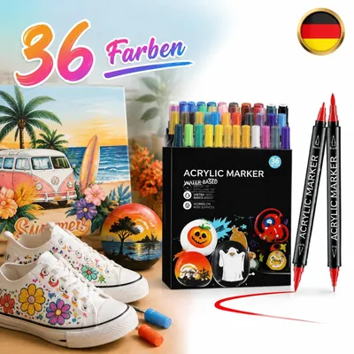 Image de Stylos acryliques de 36 couleurs, à pointe double, résistants à l'eau, pour la décoration de surfaces