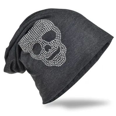 Produktbild von Beanie Muetze Totenkopf Anthrazit