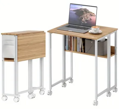 Produktbild von Mobiler Computertisch – Schreibtisch mit Rollen – Klapptisch – Arbeitstisch – Laptop-Tisch – Kompaktes Design