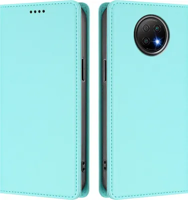 Produktbild von Handyhülle für Xiaomi Redmi Note 9T, Kunstleder Klapphülle Stoßfeste Magnetische Hülle mit Ständer Türkis