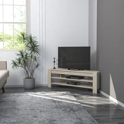 Image de Skye Decor, Corner - Travertine, meuble TV, travertin, panneaux de particules 100 % mélaminés, 30 x 120 x 40 cm