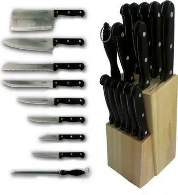 Produktbild von MICHELINO 15 tlg. Edelstahl Küchenmesser Set Messerblock Holz Angeles
