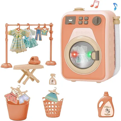 Produktbild von Küchenspielzeuge, Waschmaschine Spielzeug für Kinder, Mini-Simulationswaschmaschine mit Licht und Ton, 4 Programme, rotierende Trommel