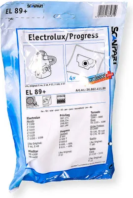 Obrázek produktu pro SCANPART 2686241189, Prachový sáček, Cylindrový, Bílá, Electrolux, 4 kusů