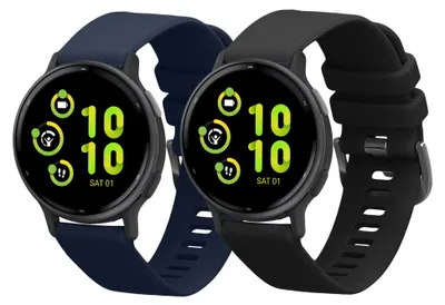 Produktbild von kwmobile 2x Uhrenarmband für Garmin vivoactive 5 / active 5 Armband - Fitnesstracker Band Set aus TPU Silikon - Ersatzarmband Smartwatch - Schwarz