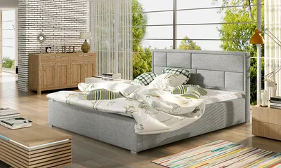 Obrázek produktu pro nabbi Čalouněná manželská postel s roštem Liza 160 - světle šedá (Sawana 21)