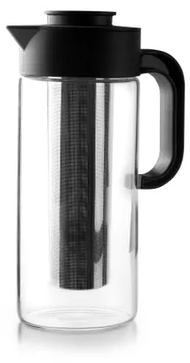 Thermoskanne 600 ml, Borosilikat, Edelstahlfilter 18/10, Schwarz