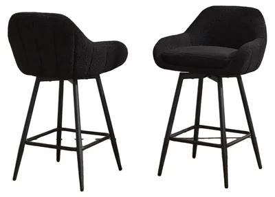Image de Tabouret de bar, pivotant à 360°, rembourrage confortable en velours, noir