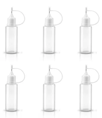 6 Kunststoff-Dosierflaschen mit Nadeln, 15 ml, Präzisionsspitzen