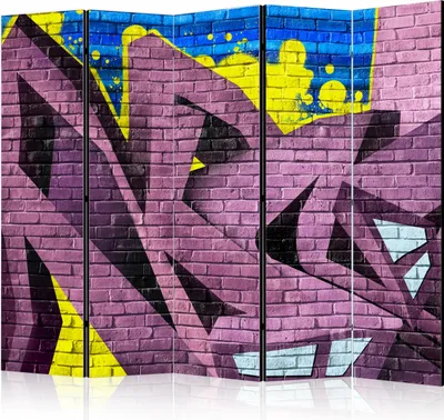 Produktbild von 5-teiliger Doppelseitiger Vlies Paravent - Street art - graffiti II 225x172 cm Street art i-C-0172-z-c