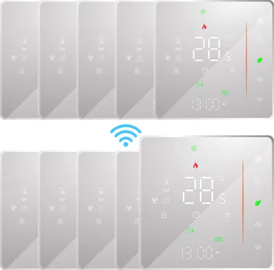 Produktbild von 10X WiFi Intelligent Raumthermostat Thermostat, WiFi elektrische Fussbodenheizung APP Control Voice Heizung Kompatibel mit Alexa/Google für zu Hause 16A - weiß
