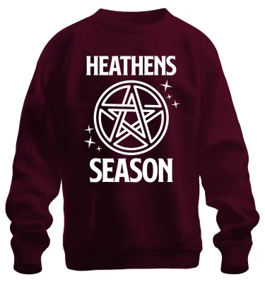 Zdjęcie produktu dla HEATHENS SEASON Pentagramm Pentakel Wicca Heidentum Gothic Okkult Uni Bluza Pullover, bordowy, S