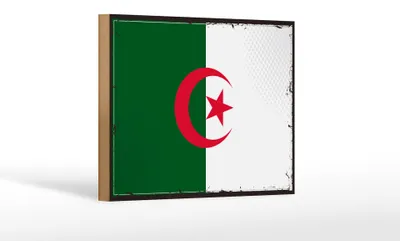 Produktbild von Holzschild Flagge Algerien 18x12cm Retro Flag Algeria