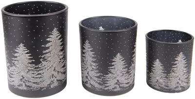 Zdjęcie produktu dla Clayre & Eef 6GL4104 świeczniki na tealighty zestaw 3 szt. czarne Ø 10x12-9x10-7x8 cm
