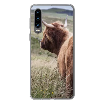 Produktbild von MuchoWow® Handyhülle Schutzhülle Hülle für Huawei P30 Schottische Highlander - Natur - Meer Silikon Softcase Handy Hülle - Kartenbesitzer