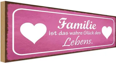 Produktbild von vianmo Holzschild 10x27 cm Familie ist wahre Glück Herz Freunde