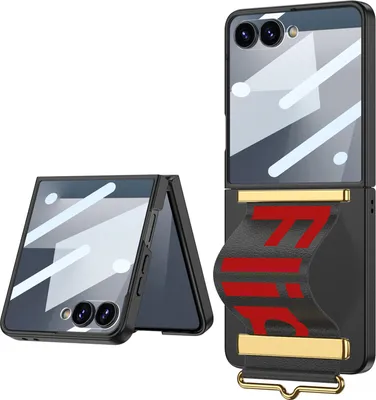 Obrázek produktu pro Ultratenké pouzdro pro Samsung Galaxy Z Flip 7 s kloubovou ochranou, malou ochrannou fólií na displej a popruhem černé