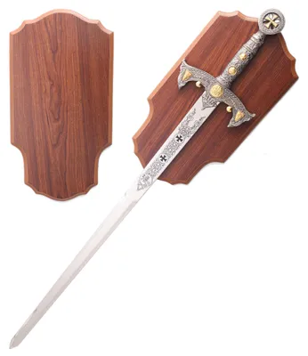 Produktbild von Templer Schwert Ritter Replik aus Stahl und Plakette
