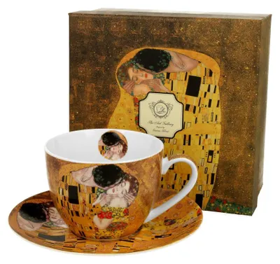 Produktbild von DUO ART GALLERY Tasse 280 ml THE KISS mit Untertasse, New Bone China Porzellan