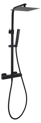 Produktbild von Duschsäule mit Thermostat Duschset schwarz matt eckig