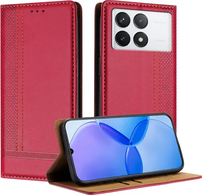 Obrázek produktu pro Pouzdro na mobilní telefon pro Xiaomi Redmi K70 / K70 Pro 5G Kožené flipové ochranné pouzdro s funkcí stojánku Red