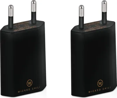 Produktbild von Wicked Chili 2X Pro Series Netzteil USB Adapter kompatibel mit Apple iPhone, Samsung Handy Netzstecker, Smartphone Ladegerät Charger (1A, 5V) schwarz
