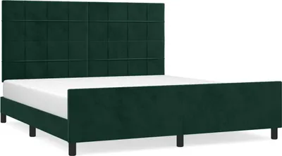 Obrázok produktu pre vidaXL Posteľný rošt s čelom Tmavo zelená 180x200 cm Velvet