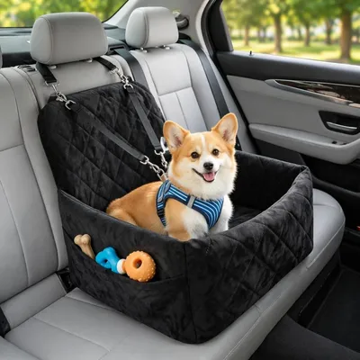 Immagine prodotto di Seggiolino per cani con imbottitura in memory foam e cinture di sicurezza, ideale per cani di piccola taglia