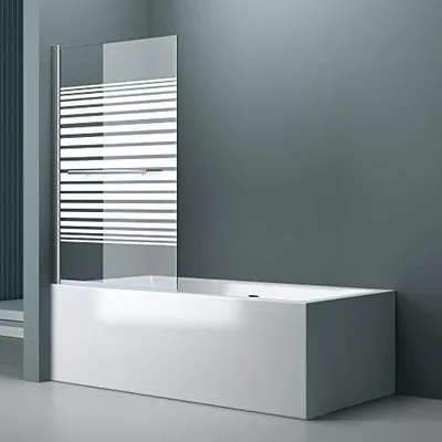 Produktbild von doporro Duschwand für Badewanne Badewannenaufsatz 90x140cm Duschabtrennung 6mm ESG-Sicherheitsglas teilsatiniert inkl. NANO Badewannenfaltwand